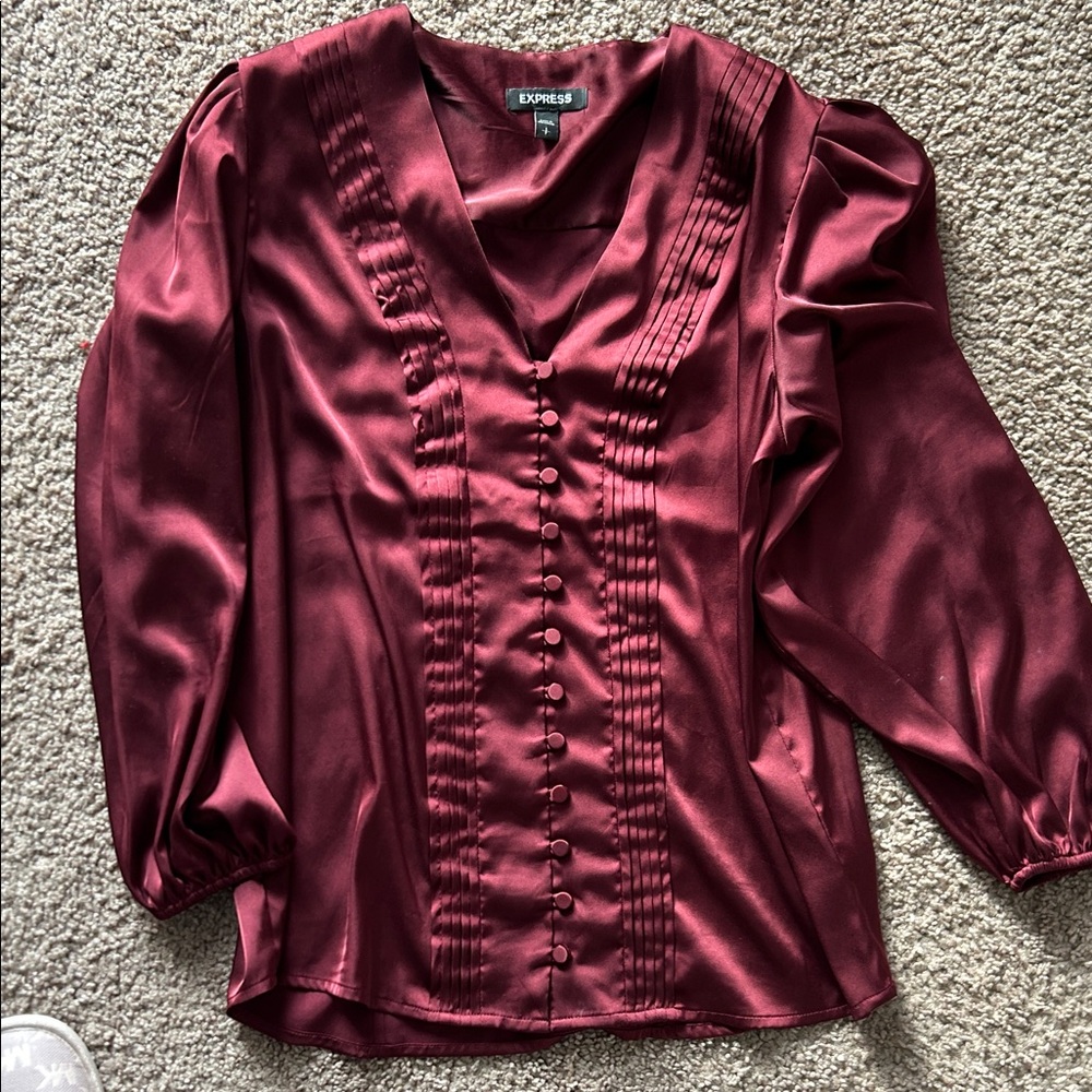 Express Women's Deep Red Satin Blouse